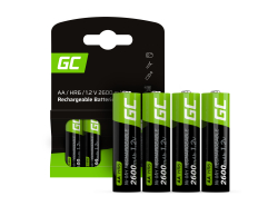 4x Oplaadbare batterijen AA R6 2600mAh Ni-MH accu's Green Cell