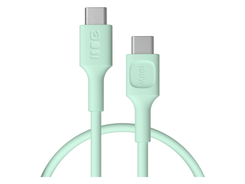 Kabel USB-C 0,3m 100W Greencell PowerFlex Szybkie Ładowanie PD Mint Green